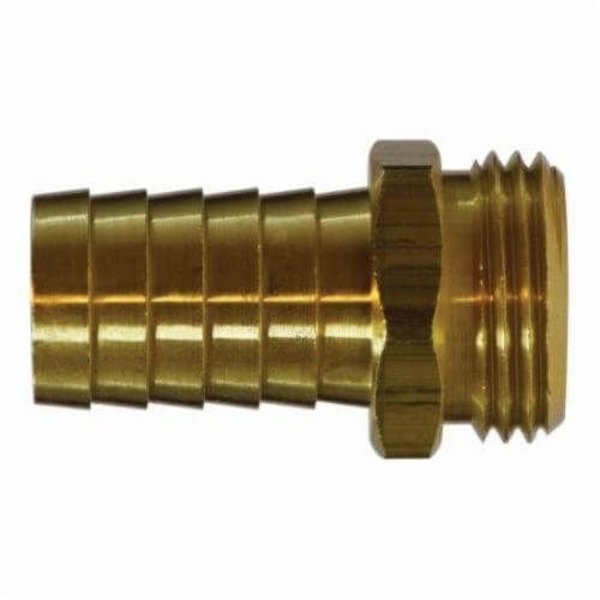 Midland Metal Hose Adapter, Adapter, 1 Nominal, Barb x MGH, 137 Hex, 75 psi, 35 to 100 deg F, Brass, 234 L, I 30043